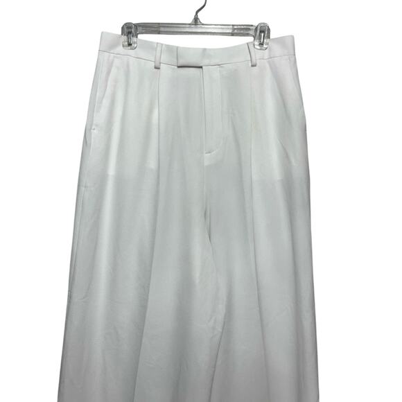 ASOS Design Palazzo Flowy Pants High Rise 4 Pockets Zip Closure White 32 NWOT - Picture 2 of 8
